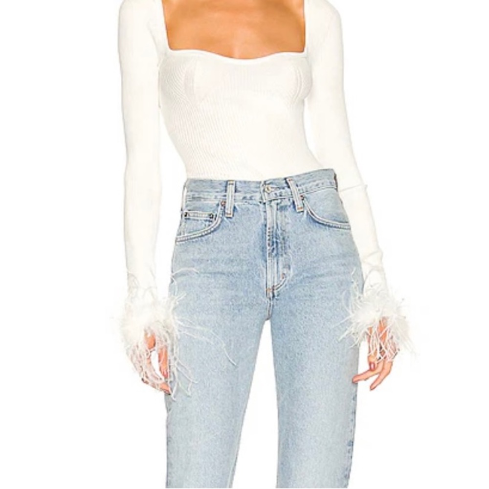 Lovers and Friends Kinsley feather trim top